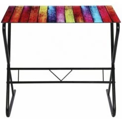 NOVA Table De Bureau PC Avec Verre Arc-en-ciel 80x50x75 Bureau En Verre à Motif D'arc-en-ciel -Table haute et bar Soldes 57221989 3