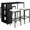 NOVA 5 -PC Garden Bar Ensemble Avec Polyrattan Et Coussins En Verre Différentes Couleurs Meuble De Bar De Jardin 5 Pcs Et Coussins Résine Tressée Noir Couleur : Noir