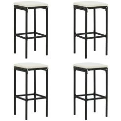 NOVA 5 -PC Garden Bar Ensemble Avec Polyrattan Et Coussins En Verre Différentes Couleurs Meuble De Bar De Jardin 5 Pcs Et Coussins Résine Tressée Noir Couleur : Noir -Table haute et bar Soldes 57222385 5