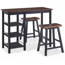 NOVA 3 PC Bar Ensemble Dans La Table MDF Avec étagères Et Tabourets Noirs Assortiment De Bar 3 Pcs MDF Noir 10 NOVA 3 PC Bar Ensemble Dans La Table MDF Avec étagères Et Tabourets Noirs Assortiment De Bar 3 Pcs MDF Noir -Table haute et bar Soldes 57222659 4