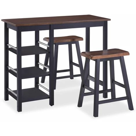 NOVA 3 PC Bar Ensemble Dans La Table MDF Avec étagères Et Tabourets Noirs Assortiment De Bar 3 Pcs MDF Noir 6 NOVA 3 PC Bar Ensemble Dans La Table MDF Avec étagères Et Tabourets Noirs Assortiment De Bar 3 Pcs MDF Noir – Image 4