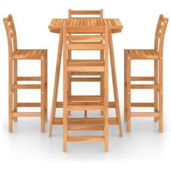 NOVA Barre De Bois Massif Ensemble D'Acacia Différentes Quantités Ensemble De Bar D'extérieur 5 Pcs Bois D'acacia Massif Des Modèles : 5 PCS -Table haute et bar Soldes 57223262 2