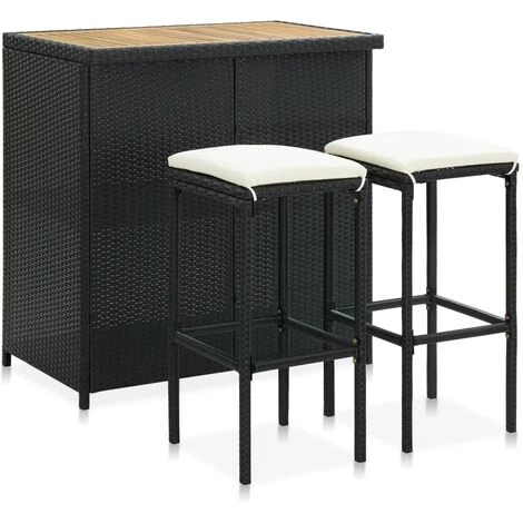 NOVA 3 PCS Régl Dans La Table En Bois Polyrattan Et Acacia Avec Différentes Tabourets De Couleurs Ensemble De Bar 3 Pcs Résine Tressée Noir Couleur : Crème Noire 3 NOVA 3 PCS Régl Dans La Table En Bois Polyrattan Et Acacia Avec Différentes Tabourets De Couleurs Ensemble De Bar 3 Pcs Résine Tressée Noir Couleur : Crème Noire
