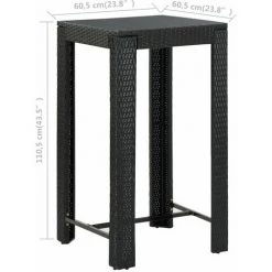NOVA Square Garden Bar Table 60.5x60.5x110.5 Cm Diverses Couleurs Table De Bar De Jardin Noir 60,5x60,5x110,5 Cm Résine Tressée Couleur : Noir -Table haute et bar Soldes 57224169 5