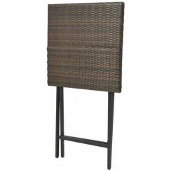NOVA Ensemble De Bar à Table Avec 2 Tabourets De Jardin Dans Un Rotin Pliant Marron Ensemble De Bistro Pliable 3 Pcs Acier Résine Tressée Marron -Table haute et bar Soldes 57225345 3