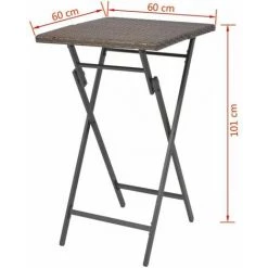 NOVA Ensemble De Bar à Table Avec 2 Tabourets De Jardin Dans Un Rotin Pliant Marron Ensemble De Bistro Pliable 3 Pcs Acier Résine Tressée Marron -Table haute et bar Soldes 57225345 5