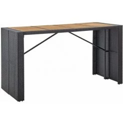 NOVA Garden Bar Set 9 PC Mobilier De Bar 9 Pcs Résine Tressée Et Bois D'acacia Noir Couleur : NOIR -Table haute et bar Soldes 57225483 3
