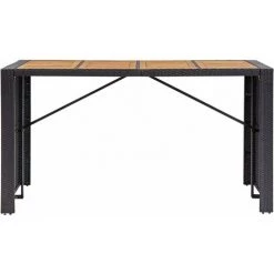 NOVA Garden Bar Set 9 PC Mobilier De Bar 9 Pcs Résine Tressée Et Bois D'acacia Noir Couleur : NOIR -Table haute et bar Soldes 57225483 4