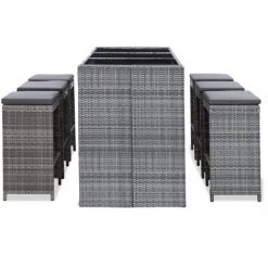 NOVA 7 PC Garden Bar Ensemble Avec Coussins Polyrattan Diverses Couleurs Meuble De Bar De Jardin 7 Pcs Et Coussins Résine Tressée Gris Couleur : Gris 9 NOVA 7 PC Garden Bar Ensemble Avec Coussins Polyrattan Diverses Couleurs Meuble De Bar De Jardin 7 Pcs Et Coussins Résine Tressée Gris Couleur : Gris -Table haute et bar Soldes 57225801 3
