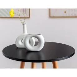 CLP Table Haute De Bar Mijas En Bois Avec Plateau Rond Et Repose-pieds En Métal Noir Rund -Table haute et bar Soldes 57324305 3