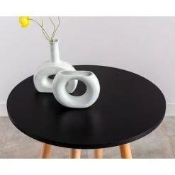 CLP Table Haute De Bar Mijas En Bois Avec Plateau Rond Et Repose-pieds En Métal Noir Rund -Table haute et bar Soldes 57324305 4