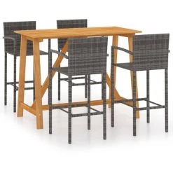 Topdeal Ensemble De Bar De Jardin 5 Pcs Gris FF3067970_FR