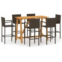 Topdeal Ensemble De Bar De Jardin 7 Pcs Marron FF3067971_FR