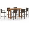 Topdeal Ensemble De Bar De Jardin 7 Pcs Marron FF3068016_FR -Table haute et bar Soldes 57333537 1