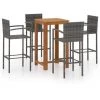 Topdeal Ensemble De Bar De Jardin 5 Pcs Gris FF3067989_FR -Table haute et bar Soldes 57333544 1