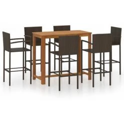 Topdeal Ensemble De Bar De Jardin 7 Pcs Marron FF3068003_FR