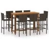 Topdeal Ensemble De Bar De Jardin 9 Pcs Marron FF3068019_FR -Table haute et bar Soldes 57333559 1