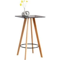 CLP Table Haute De Bar Mijas En Bois Avec Plateau Carré Et Repose-pieds En Métal Noir Eckig