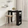 ASUPERMALL Table De Bar Avec Rangement Noir 102x50x103,5 Cm Aggloméré