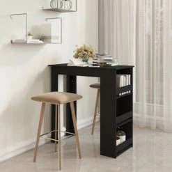 ASUPERMALL Table De Bar Avec Rangement Noir 102x50x103,5 Cm Aggloméré