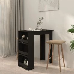 ASUPERMALL Table De Bar Avec Rangement Noir 102x50x103,5 Cm Aggloméré -Table haute et bar Soldes 57733797 4