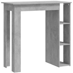 ASUPERMALL Table De Bar Avec étagère Gris Béton 102x50x103,5 Cm Aggloméré -Table haute et bar Soldes 57733801 2