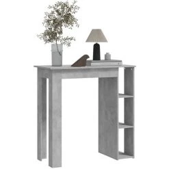 ASUPERMALL Table De Bar Avec étagère Gris Béton 102x50x103,5 Cm Aggloméré -Table haute et bar Soldes 57733801 3