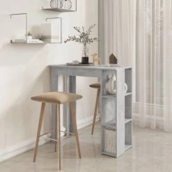 ASUPERMALL Table De Bar Avec étagère Gris Béton 102x50x103,5 Cm Aggloméré -Table haute et bar Soldes 57733801 4