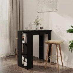 ASUPERMALL Table De Bar Avec étagère Noir 102x50x103,5 Cm Aggloméré