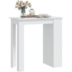 ASUPERMALL Table De Bar Avec Rangement Blanc 102x50x103,5 Cm Aggloméré -Table haute et bar Soldes 57734501 4