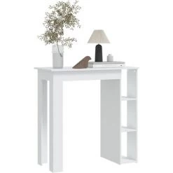 ASUPERMALL Table De Bar Avec étagère Blanc 102x50x103,5 Cm Aggloméré -Table haute et bar Soldes 57735479 3