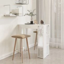 ASUPERMALL Table De Bar Et étagère Blanc Brillant 102x50x103,5cm Aggloméré 10 ASUPERMALL Table De Bar Et étagère Blanc Brillant 102x50x103,5cm Aggloméré -Table haute et bar Soldes 57736206 4