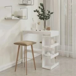TRUE DEAL Table De Bar étagère De Rangement Blanc Brillant 100x50x101,5cm 9 TRUE DEAL Table De Bar étagère De Rangement Blanc Brillant 100x50x101,5cm -Table haute et bar Soldes 57839684 3