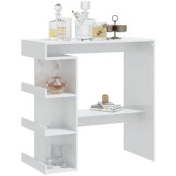 TRUE DEAL Table De Bar étagère De Rangement Blanc Brillant 100x50x101,5cm 10 TRUE DEAL Table De Bar étagère De Rangement Blanc Brillant 100x50x101,5cm -Table haute et bar Soldes 57839684 4