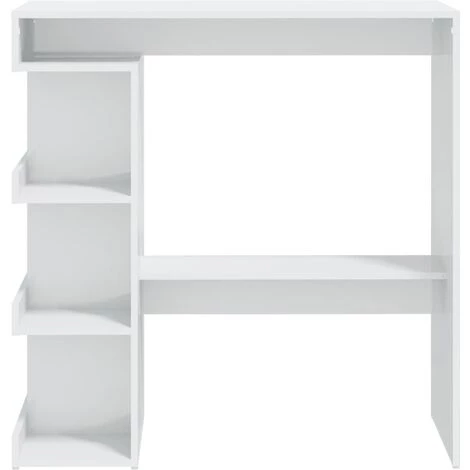 TRUE DEAL Table De Bar étagère De Rangement Blanc Brillant 100x50x101,5cm 7 TRUE DEAL Table De Bar étagère De Rangement Blanc Brillant 100x50x101,5cm â Image 5