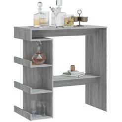 TRUE DEAL Table De Bar Et étagère De Rangement Sonoma Gris 100x50x101,5cm 10 TRUE DEAL Table De Bar Et étagère De Rangement Sonoma Gris 100x50x101,5cm -Table haute et bar Soldes 57840112 4