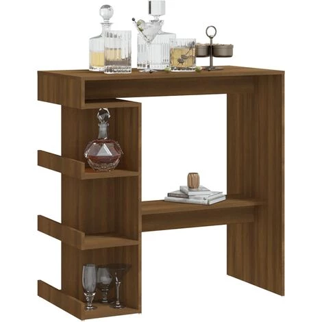 TRUE DEAL Table De Bar étagère De Rangement Chêne Marron 100x50x101,5 Cm 6 TRUE DEAL Table De Bar étagère De Rangement Chêne Marron 100x50x101,5 Cm – Image 4