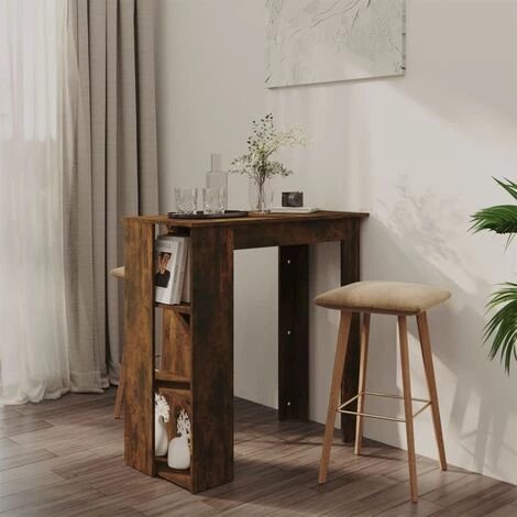 TRUE DEAL Table De Bar Avec étagère Chêne Fumé 102x50x103,5 Cm Aggloméré 3 TRUE DEAL Table De Bar Avec étagère Chêne Fumé 102x50x103,5 Cm Aggloméré