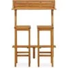 INLIFE Ensemble De Bar De Balcon 3 Pcs Bois D'acacia Solide