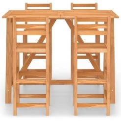 INLIFE Ensemble De Bar D'extérieur 5 Pcs Bois D'acacia Massif -Table haute et bar Soldes 57884925 3