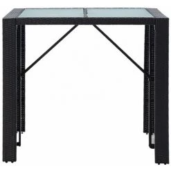 INLIFE Mobilier De Bar D'extérieur 5 Pcs Résine Tressée Et Verre Noir -Table haute et bar Soldes 58276546 5