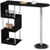 VENTE-UNIQUE.COM Meuble De Bar ALISETO - MDF & Métal Chromé - Noir - Noir -Table haute et bar Soldes 58536576 1