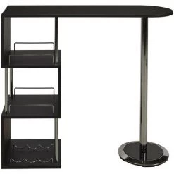 VENTE-UNIQUE.COM Meuble De Bar ALISETO - MDF & Métal Chromé - Noir - Noir -Table haute et bar Soldes 58536576 3