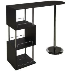 VENTE-UNIQUE.COM Meuble De Bar ALISETO - MDF & Métal Chromé - Noir - Noir -Table haute et bar Soldes 58536576 4