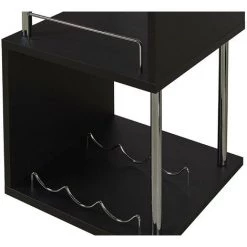 VENTE-UNIQUE.COM Meuble De Bar ALISETO - MDF & Métal Chromé - Noir - Noir -Table haute et bar Soldes 58536576 5