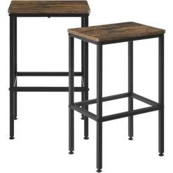 NOVA Ensemble De La Table De Bar Cucina 2 Kitchen 2 Tabourets En Bois Foncé Rustique -Table haute et bar Soldes 58597340 3