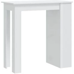 INLIFE Table De Bar étagère De Rangement Blanc Brillant 102x50x103,5cm - Blanc -Table haute et bar Soldes 58691819 2