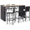 INLIFE Ensemble De Bar De Jardin 7 Pcs Et Coussins Résine Tressée Noir - Noir