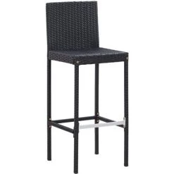 INLIFE Ensemble De Bar De Jardin 7 Pcs Et Coussins Résine Tressée Noir - Noir -Table haute et bar Soldes 58691976 3