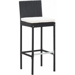 INLIFE Ensemble De Bar De Jardin 7 Pcs Et Coussins Résine Tressée Noir - Noir -Table haute et bar Soldes 58691976 4